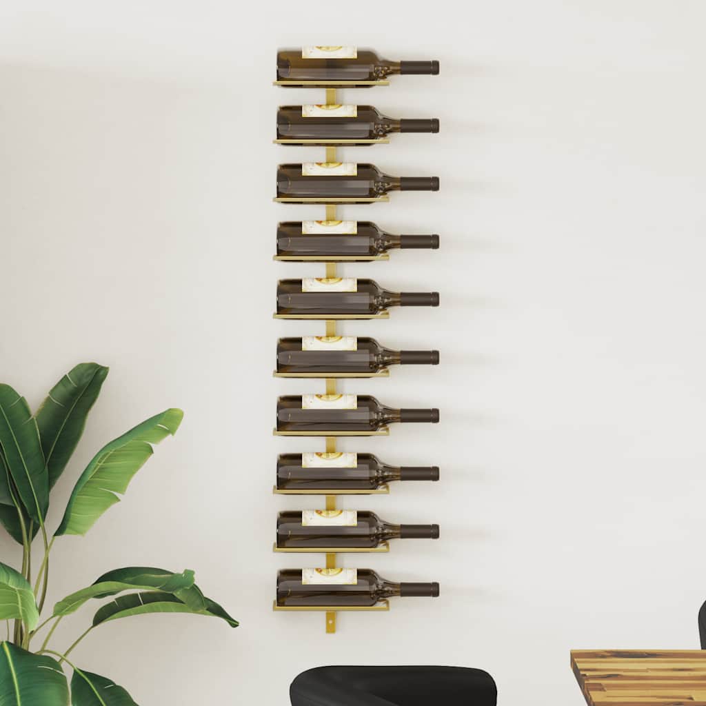 Wand-weinregal Für 10 Flaschen Golden Metall