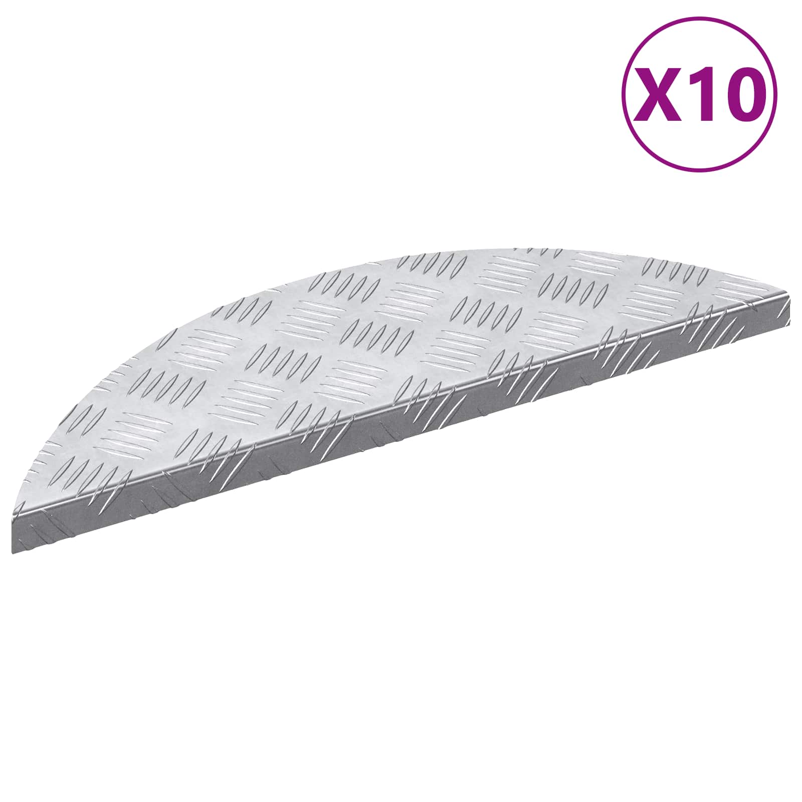 Treppe Tritt Halbmond 10 Pcs Silber 60 X 18 X 2,5 Cm Aluminium