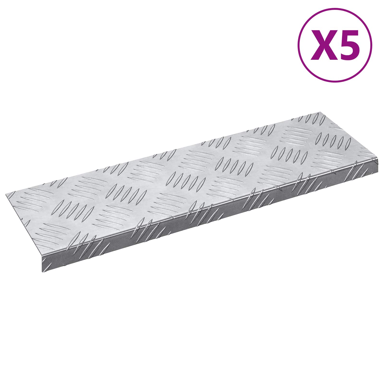 Treppe Tritt 5 Pcs Silber 60 X 18 X 2,5 Cm Aluminium