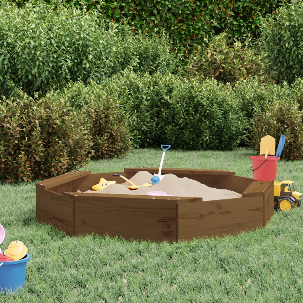 Sandkasten Mit Sitzen Honigbraun Achteck Massivholz Kiefer