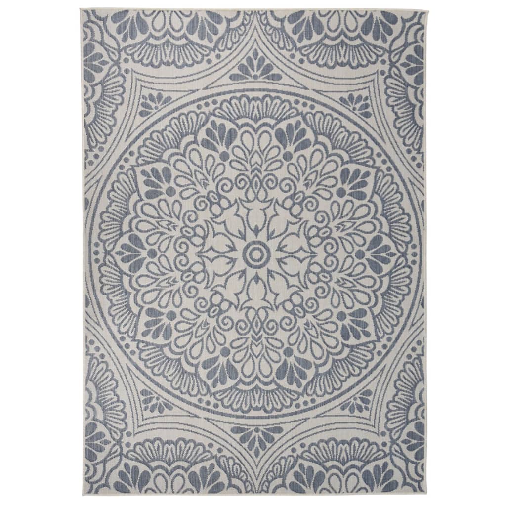 Outdoor-teppich Flachgewebe 120x170 Cm Blaues Muster