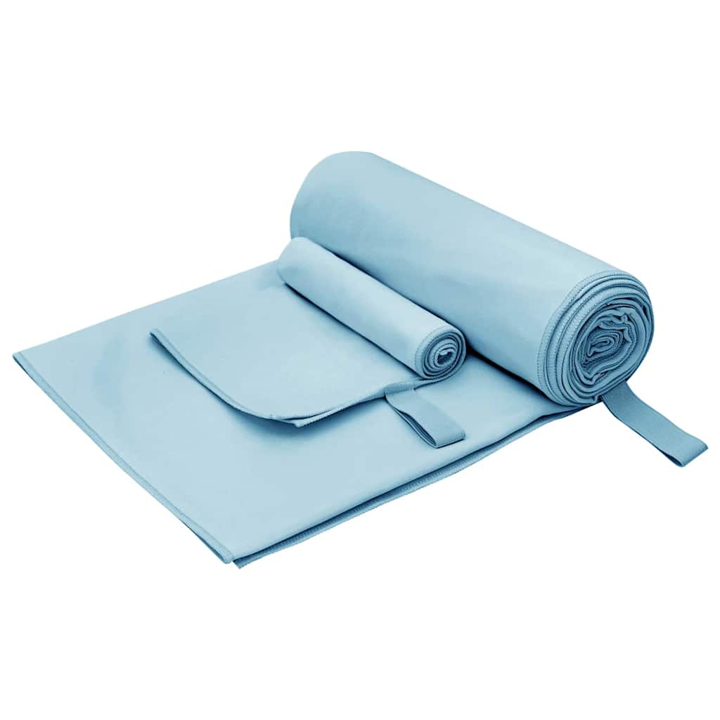 Sporthandtuch Set 2 Pcs Blau Stoff