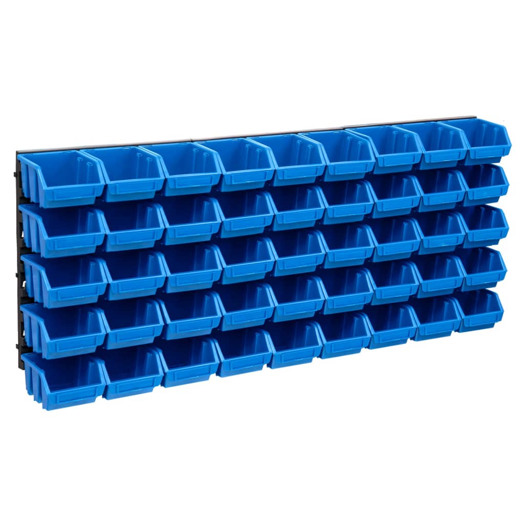 48tlg. Behälter-set Für Kleinteile Mit Wandplatten Blau Schwarz