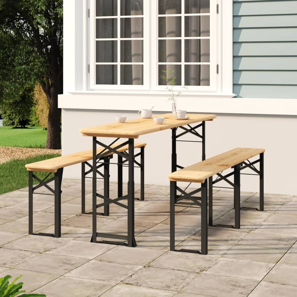 Biertisch Klappbar 170x50x75/105 Cm Massivholz Tanne