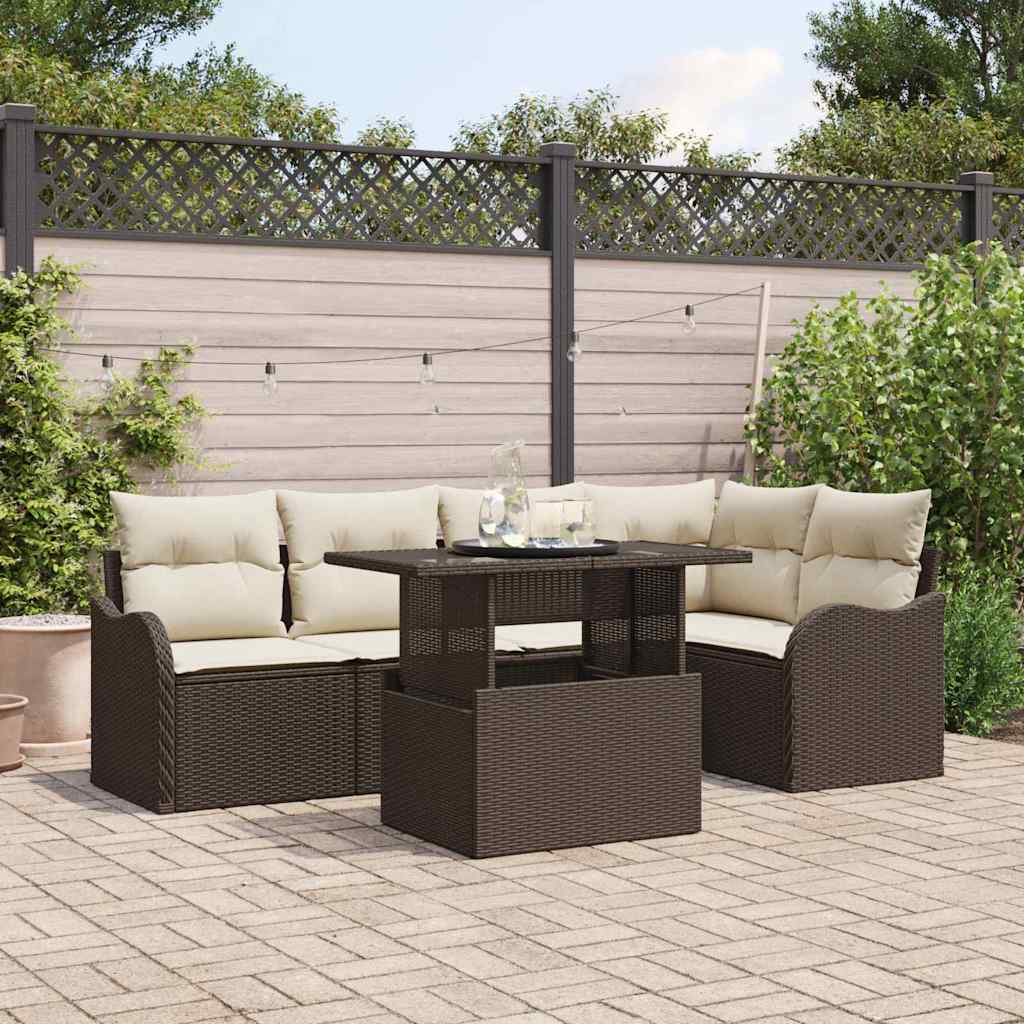 Essgruppe Mit Kissen 6 Pcs Braun Poly Rattan