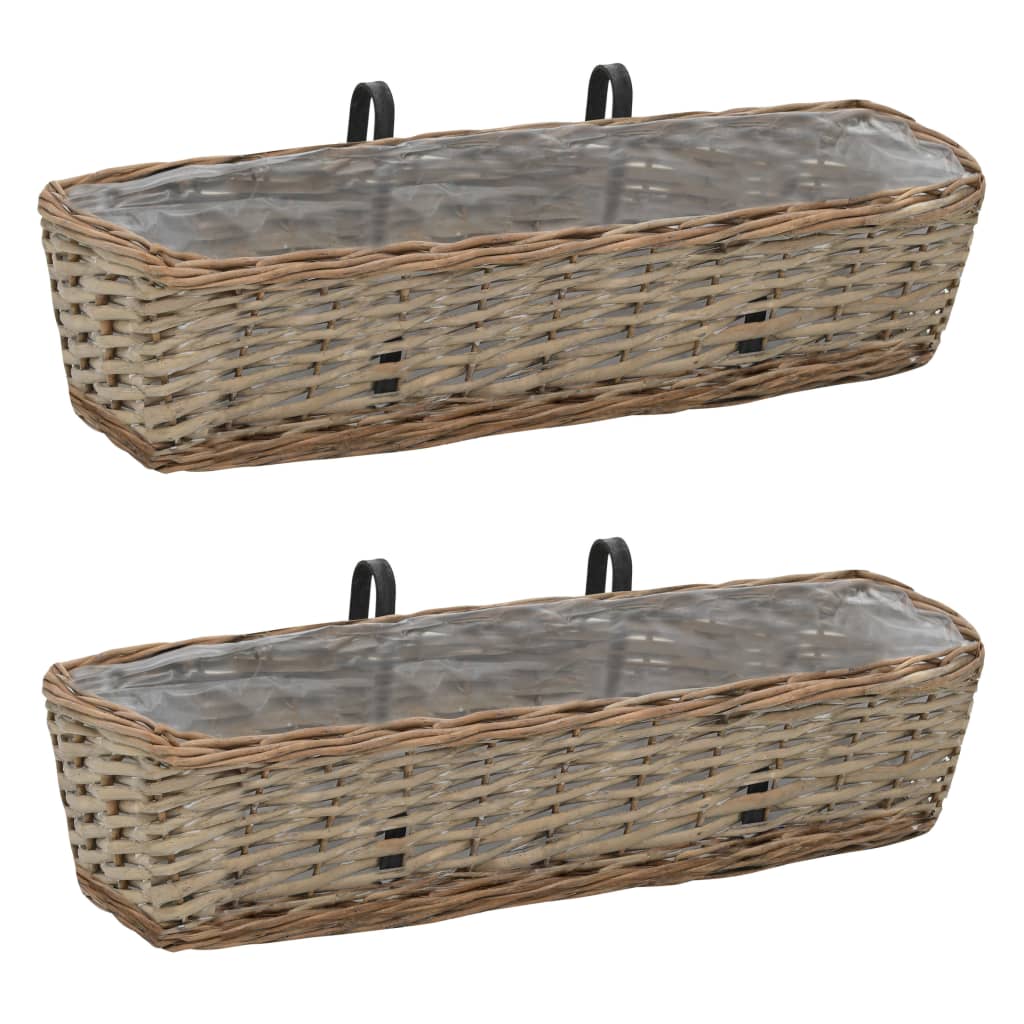 Balkon-blumentöpfe 2 Stk. Weide Mit Pe-auskleidung 60 Cm