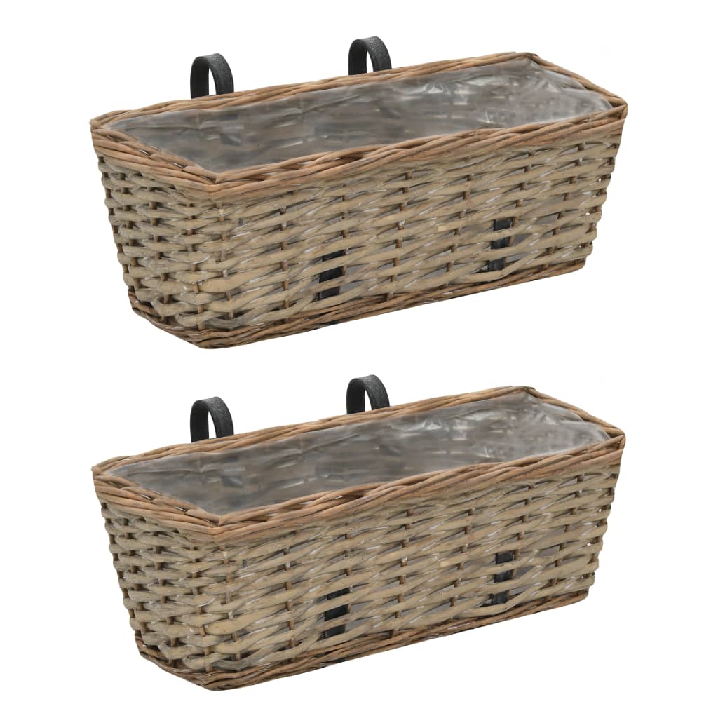 Balkon-blumentöpfe 2 Stk. Weide Mit Pe-auskleidung 40 Cm