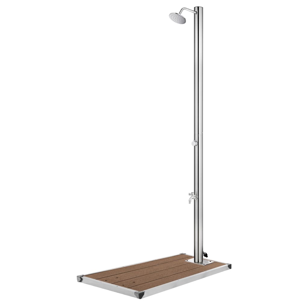Gartendusche Mit Brauner Bodenplatte 220 Cm Edelstahl