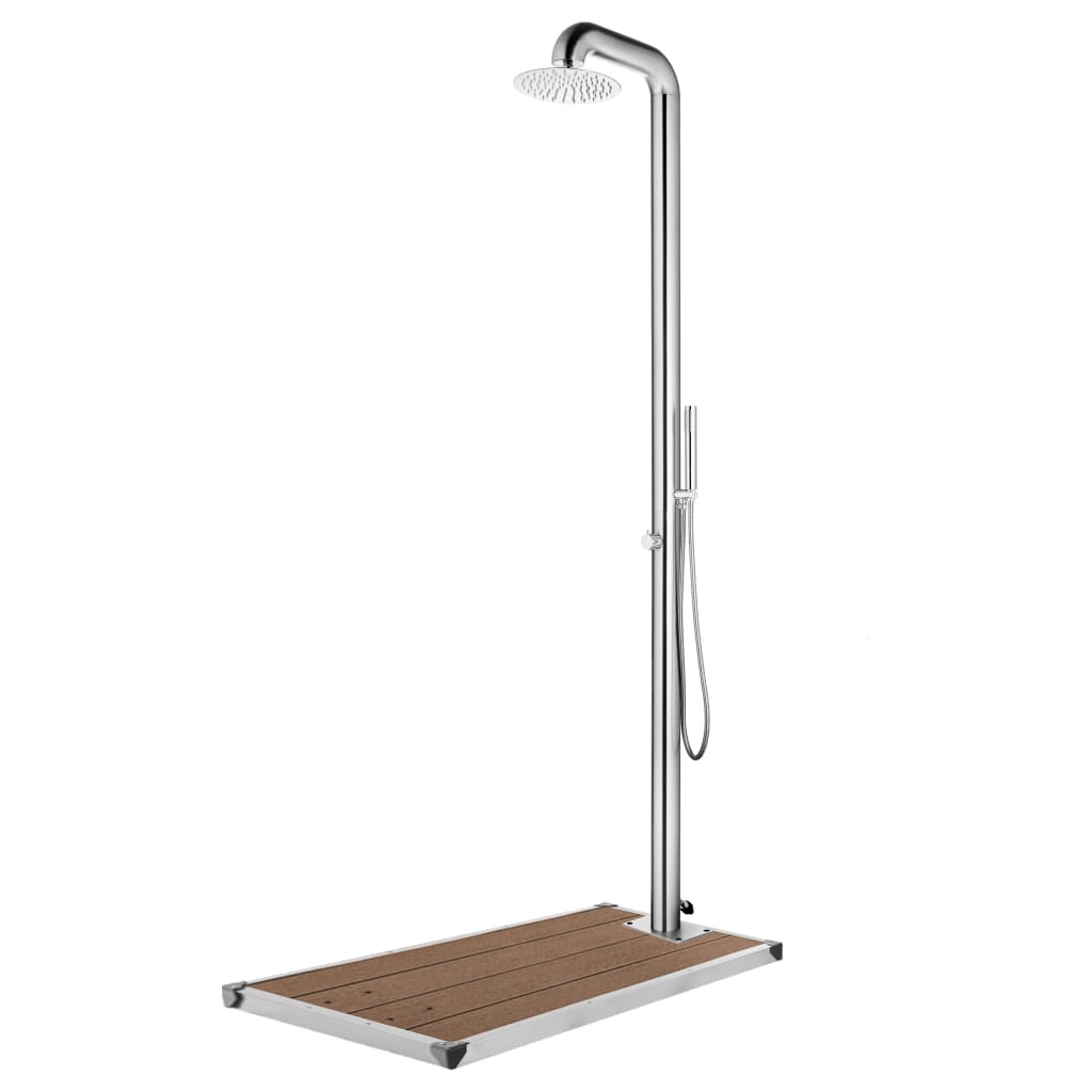 Gartendusche Mit Brauner Bodenplatte 230 Cm Edelstahl