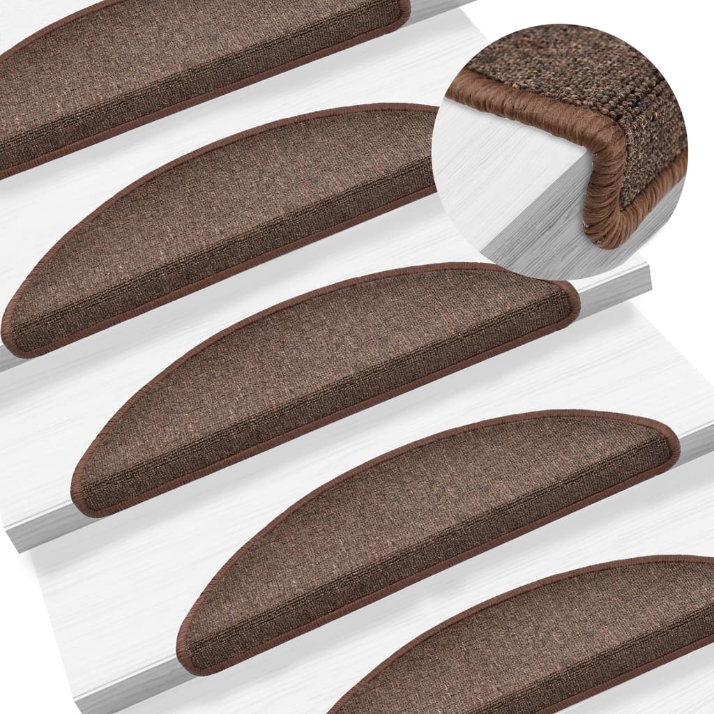Stufenmatten 15 Stk. 56x17x3 Cm Kaffeebraun Halbrund