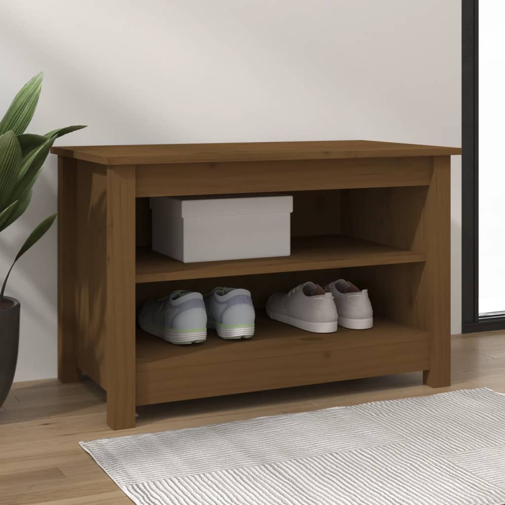 Schuhbank Honigbraun 70x38x45,5 Cm Massivholz Kiefer