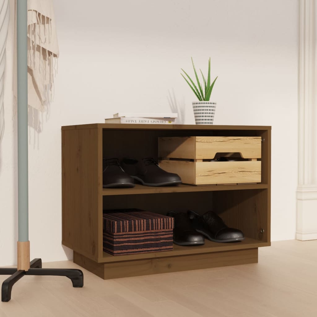 Schuhschrank Honigbraun 60x34x45 Cm Massivholz Kiefer