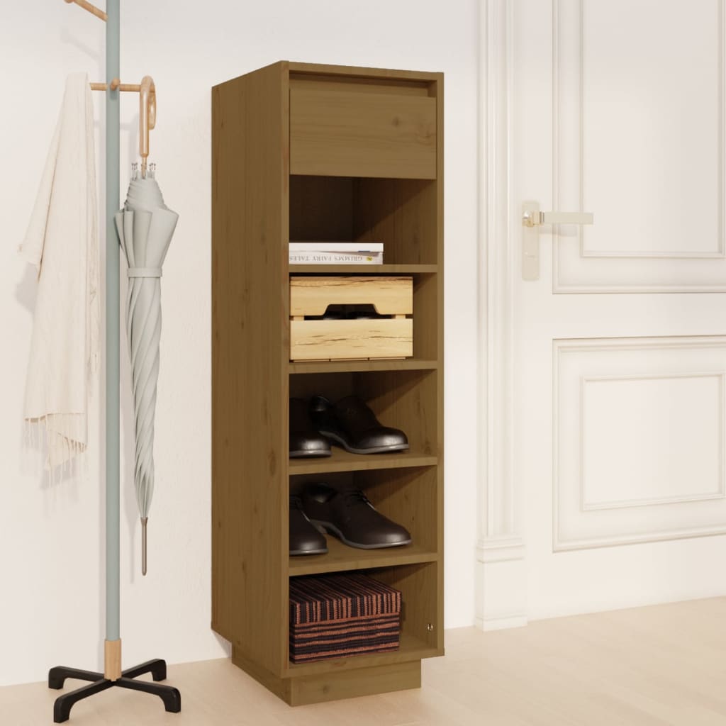 Schuhregal Honigbraun 30x34x105 Cm Massivholz Kiefer