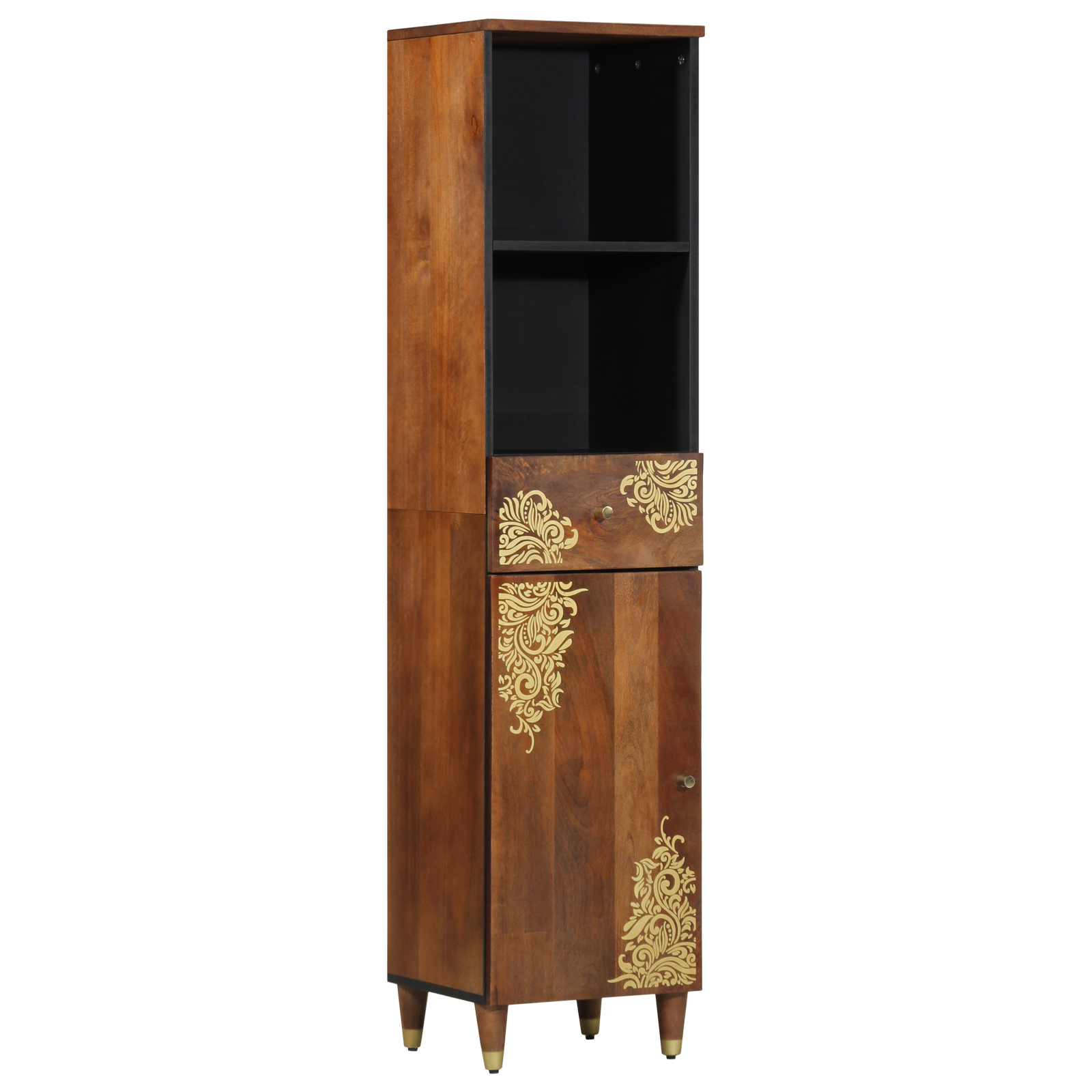 Badezimmerschrank Honigbraun 38 X 33 X 160 Cm Massivholz Mango