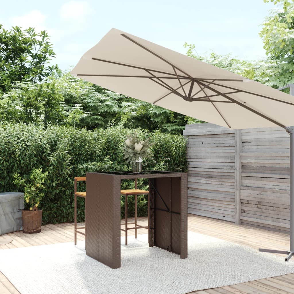 Bartisch Mit Glasplatte Braun 105x80x110 Cm Poly Rattan