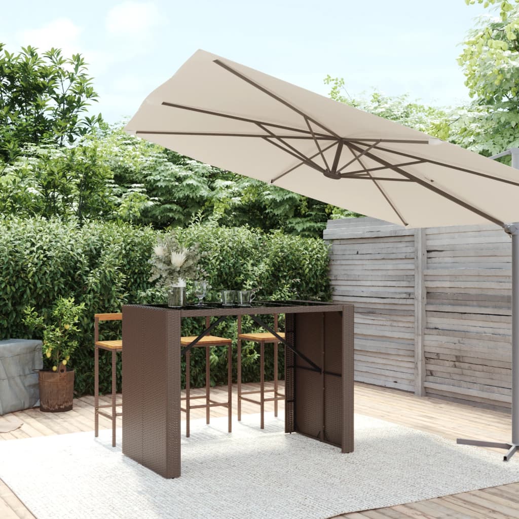 Bartisch Mit Glasplatte Braun 145x80x110 Cm Poly Rattan