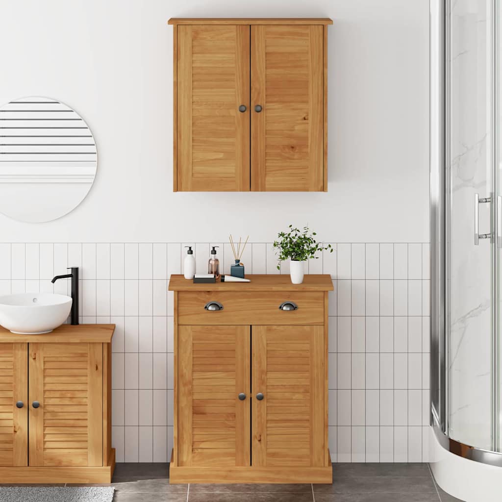 Badezimmermöbel-set Mit Regal Vigo 2 Pcs Braun Und Honigbraun