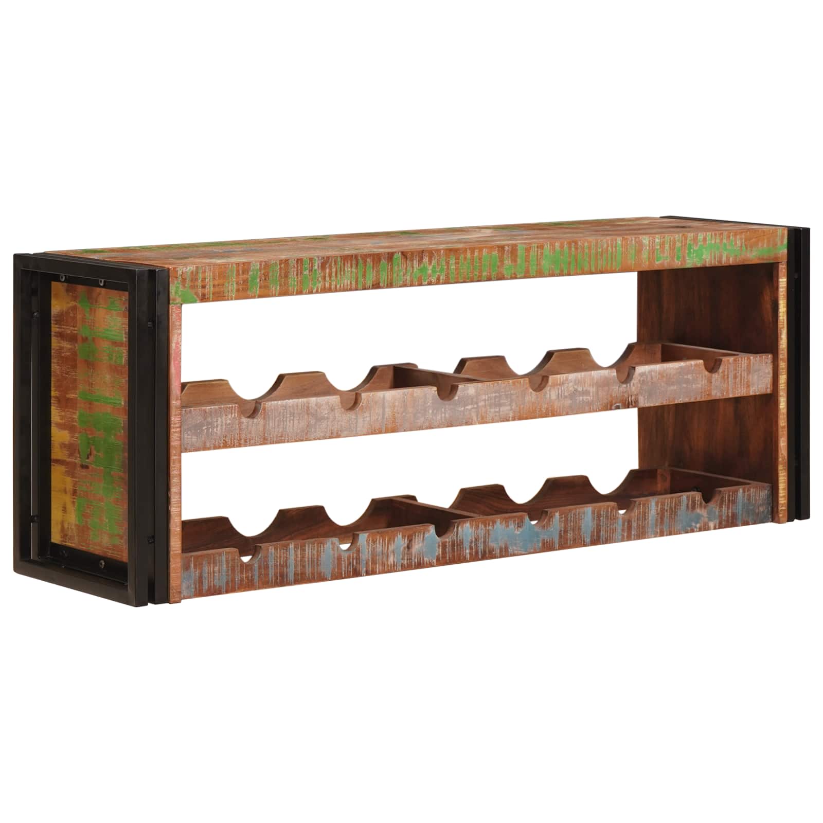 Weinregal Braun 120 X 45 X 33 Cm Massives Altholz