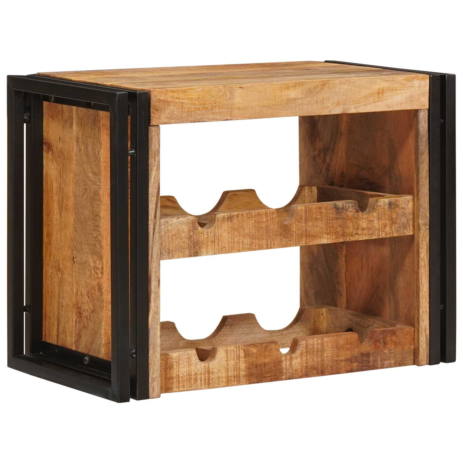 Weinregal Braun 60 X 45 X 33 Cm Massives Grobes Mangoholz