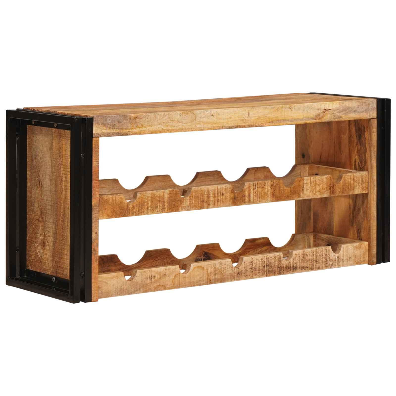 Weinregal Braun 100 X 45 X 33 Cm Massives Grobes Mangoholz