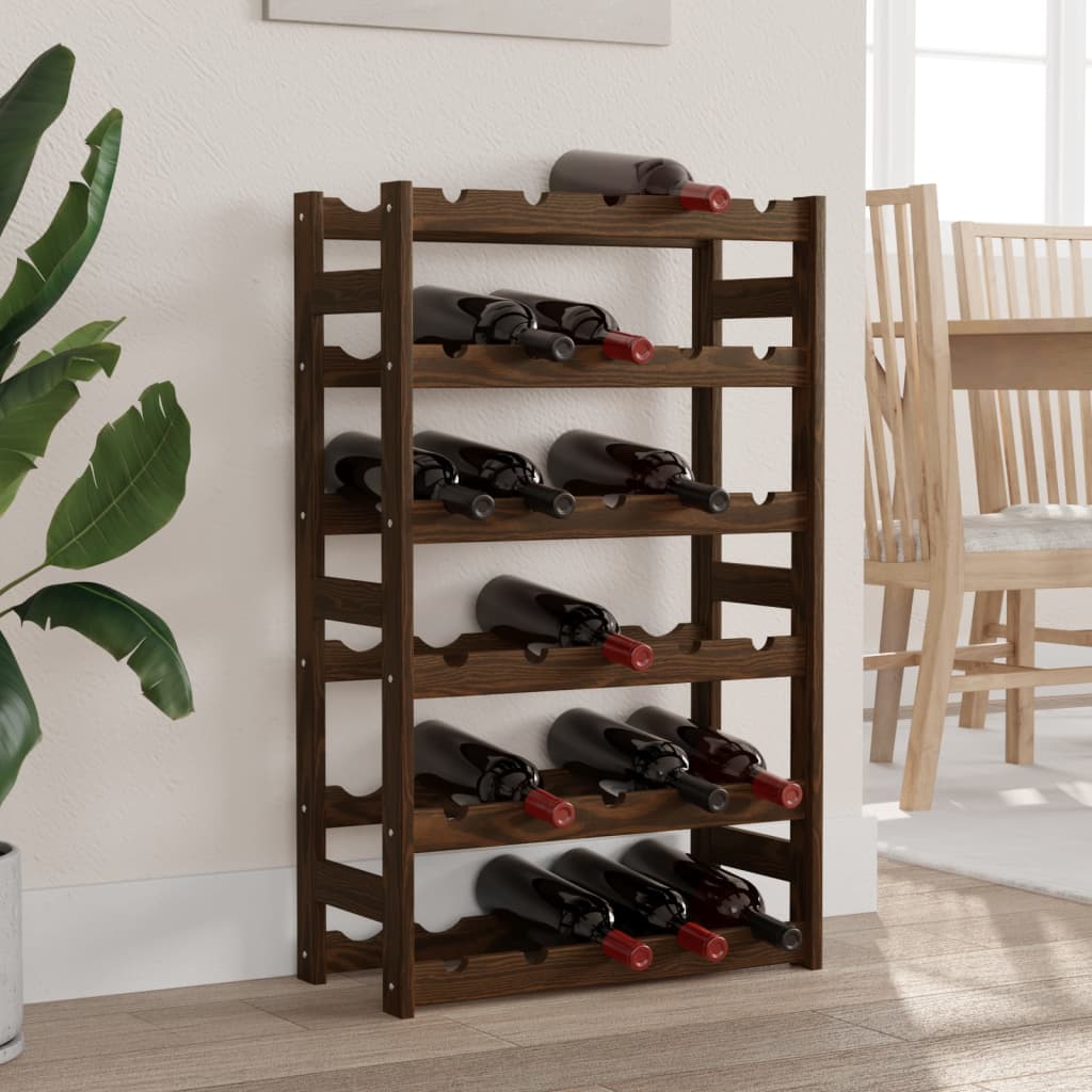 Weinregal Für 30 Flaschen Braun Massivholz Kiefer
