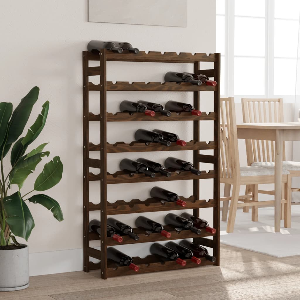 Weinregal Für 56 Flaschen Braun Massivholz Kiefer