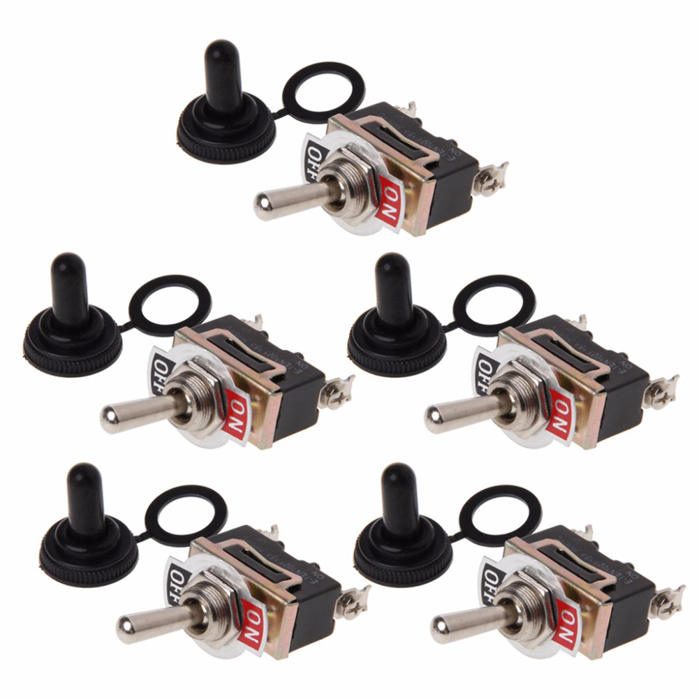 5 Stück Rocher Auto-modifikations-wippschalter Mit 5 Stück Wasserdichten Kappen, Abs-material, Spst 2-polig, 15a 250vac.