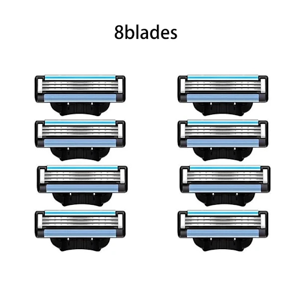 Three-blade Stainless Steel Men's Manual Razor, Retro Wet Shaving Razor, Reusable 8-blade Razor.