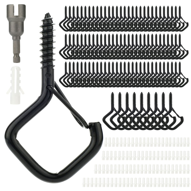 Packung Mit 100 Schwarzen, Winddichten Kleiderhaken Mit Sicherheitsring.