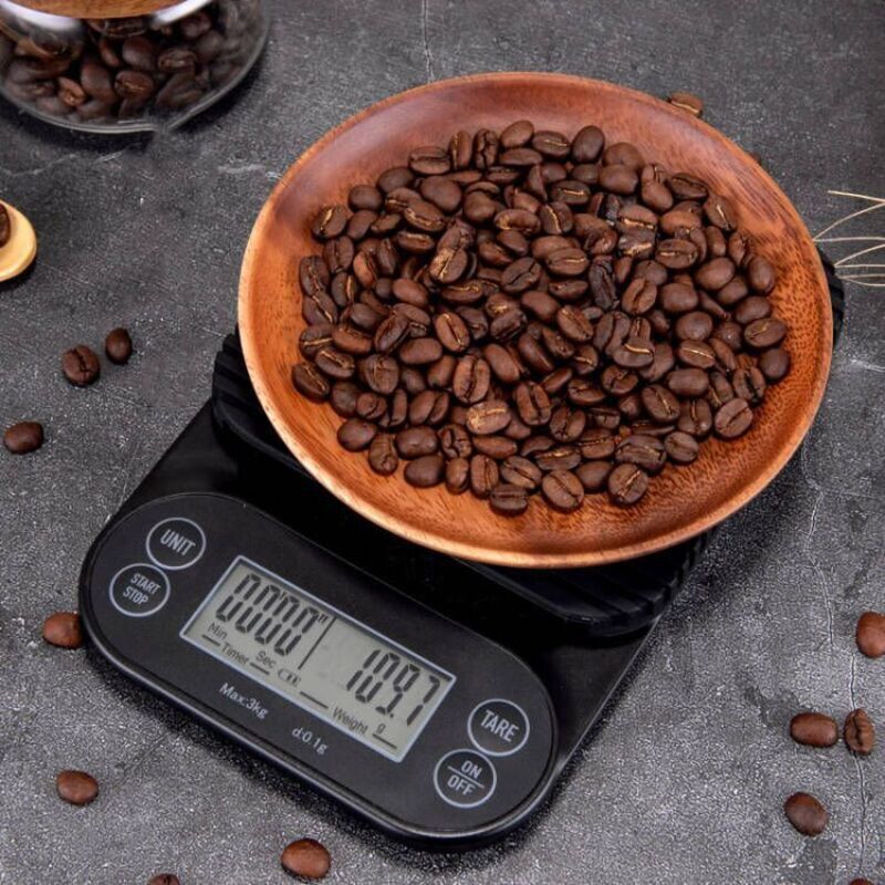 Elektronische Küchenwaage 0,1 G / 3000 G Mit Grün Hintergrundbeleuchtetem Lcd-display, Schwarz – Hohe Präzision Für Kaffee, Lebensmittel Und Schmuck