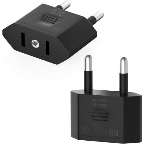 2er-pack Us-steckeradapter, Us-frankreich-adapter, Us-eu-reiseadapter, Us-eu-adapter, Us-steckeradapter, Schwarzer Eu-steckeradapter