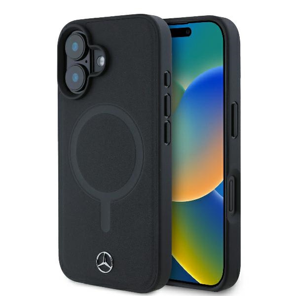 Iphone 16 Plus Mercedes Magsafe Hülle Aus Glattem Leder, Schwarz