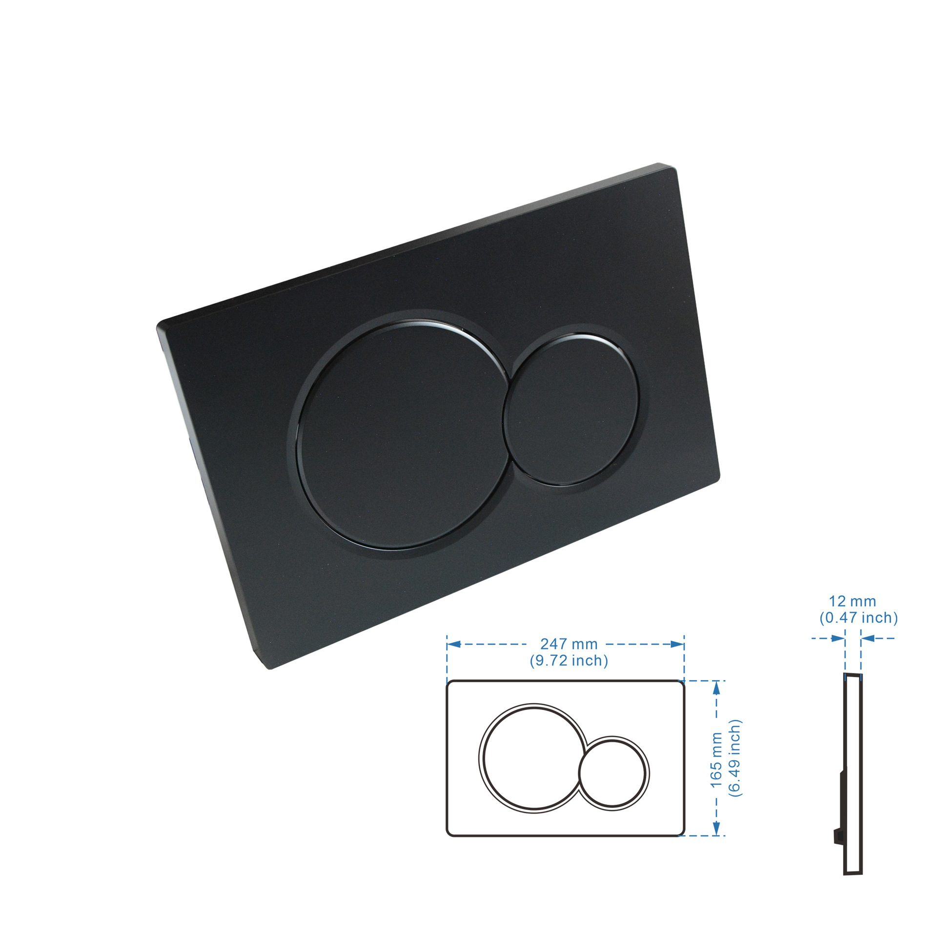 Spülkasten-verdeckungsplatte Mit Zweiflush-system Für Jbl Sigma 01 – Schwarz Hochglanz, Kunststoff, Ohne Werkzeug Montierbar