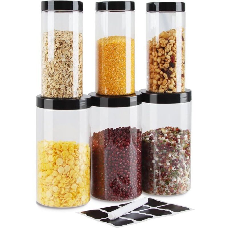 Luftdichter Aufbewahrungsbehälter Für Mehl Und Getreide – Set Mit 6 Lebensmittelechten Kunststoffbehältern (3 X 1000 Ml + 3 X 500 Ml)
