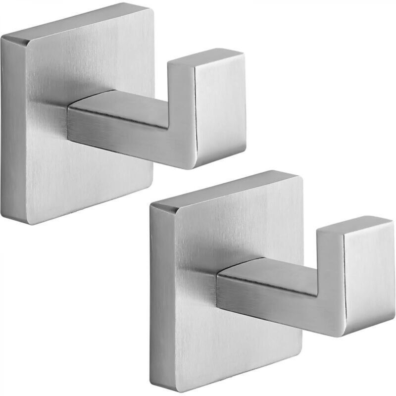 Quadratische Wandhandtuchhaken Aus Edelstahl – 2er-set, Oberfläche In Gebürstetem Nickel, Langlebig Und Elegant Für Bad Oder Küche
