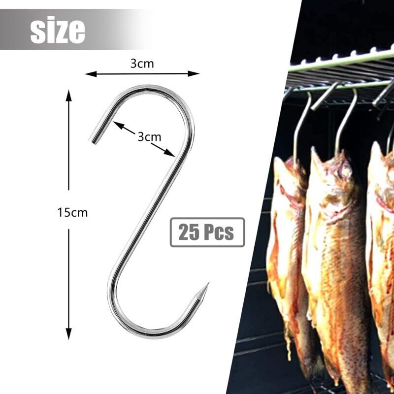 Metzgerhaken Aus Edelstahl – 25er-packung, S-förmig, 315 Cm Lang, Ideal Zum Räuchern Von Fleisch Und Fisch