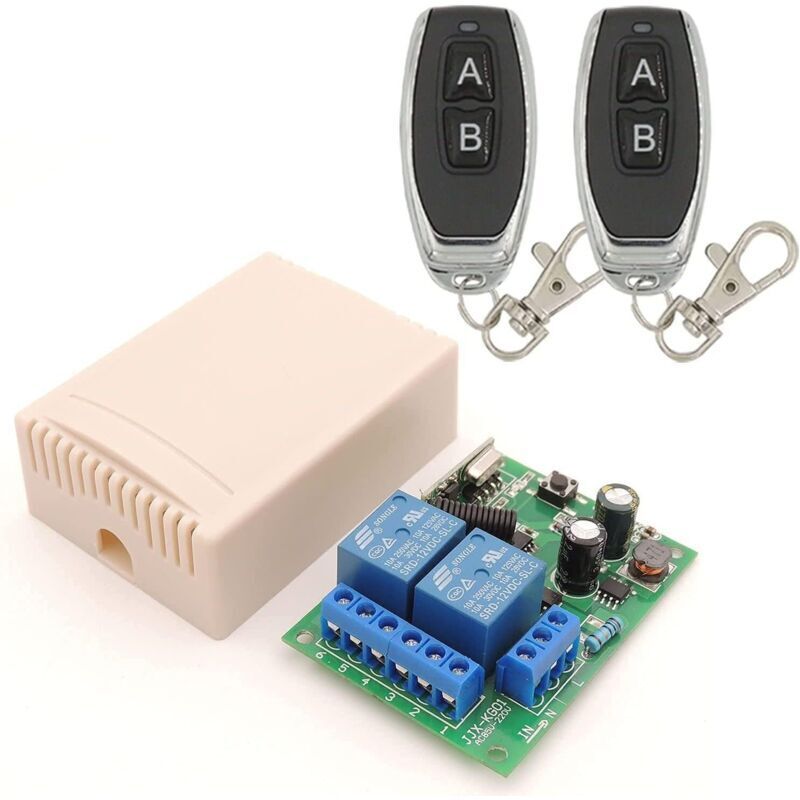 433-mhz-funk-2-kanal-rf-schalter – Ac 110–240 V Relais-empfänger Mit 2 Fernbedienungen Für Rollläden, Tore Und Beleuchtung