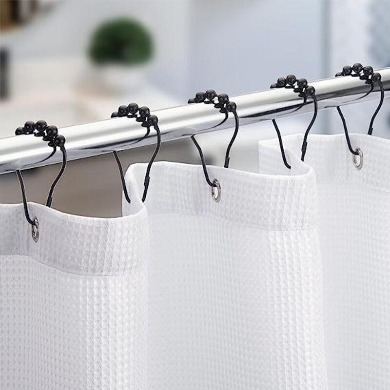 Glänzend Schwarze Duschringe Aus Metall, 20er-set Mit Geräuschlosem Gleitsystem Für Standard-duschvorhangstangen