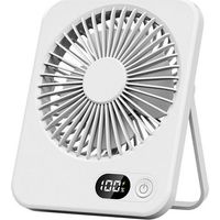Wiederaufladbarer Usb-tischventilator, 5 Geschwindigkeitsstufen, Led-anzeige, Leiser Betrieb, 180° Verstellbar Für Büro, Schlafzimmer, Zuhause, Reisen (schwarz)