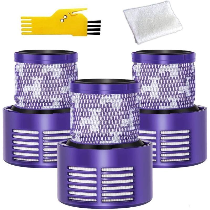 Waschbare Filter Für Dyson V10 Und V12 Staubsauger – 3er-pack Inklusive Bürste Und Tuch