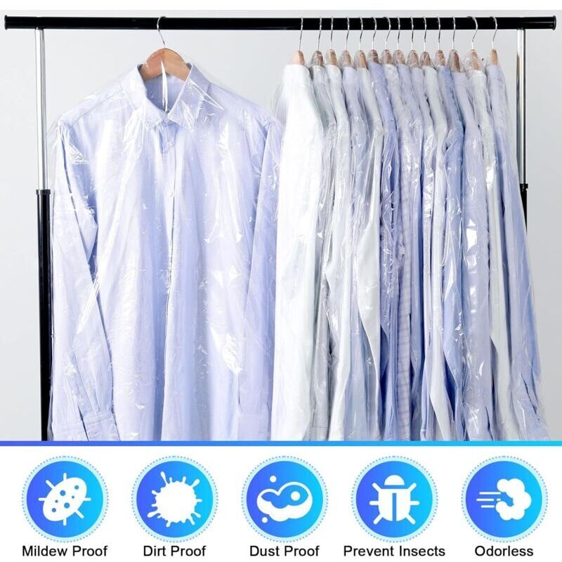 Transparente Kleidersäcke Aus Kunststoff – 30er-pack (60 X 140 Cm) Für Hemden, Jacken, Anzüge Und Pullover