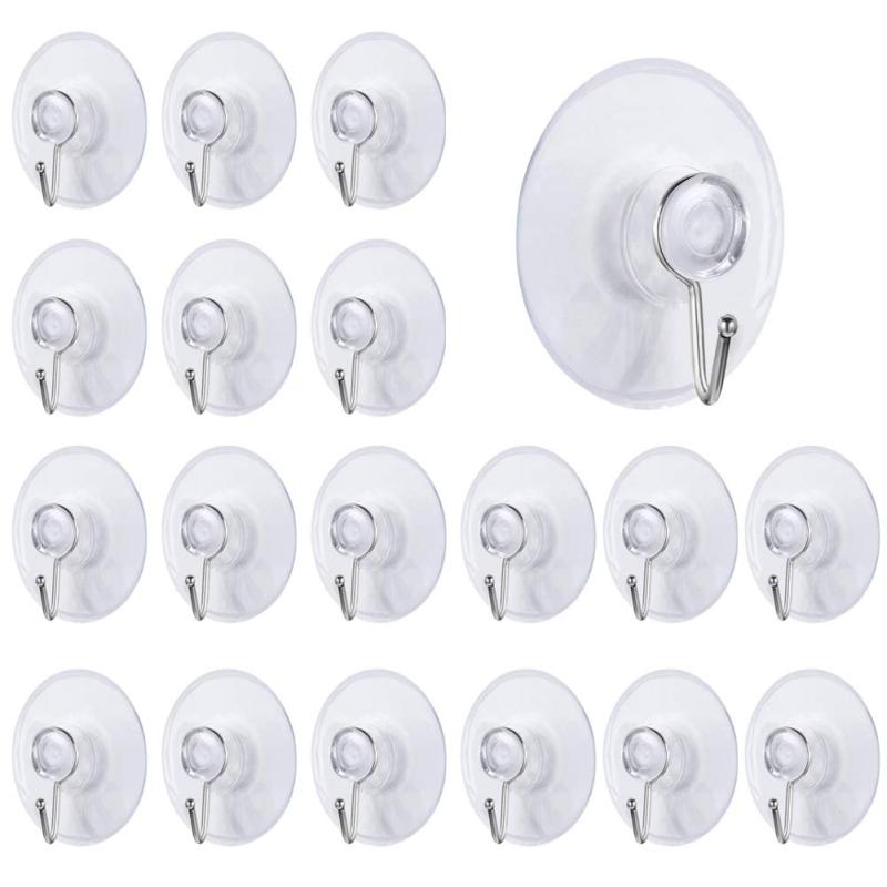 24 Abnehmbare, Transparente Pp-saugnapfhaken (4 Cm) Mit Metallhaken Für Bad, Küche, Dusche, Handtuchhalter, Wand Und Fenster