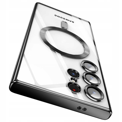 Hülle Für Samsung Galaxy S24 Ultra Mag Safe Glamour Case Ringkameraschutz Alogy Schwarz Transparent