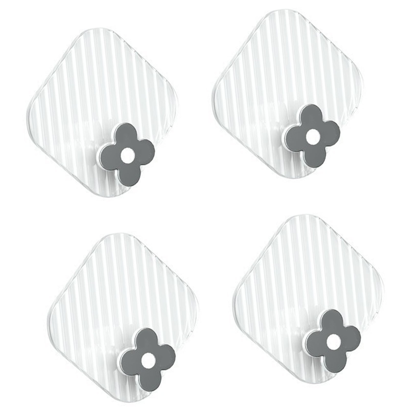 4 Stück Wasserfeste Abs-kunststoff-klebehaken, Transparent Silber, 6 X 6 Cm, Ohne Bohrlöcher, Für Küche, Büro, Badezimmer