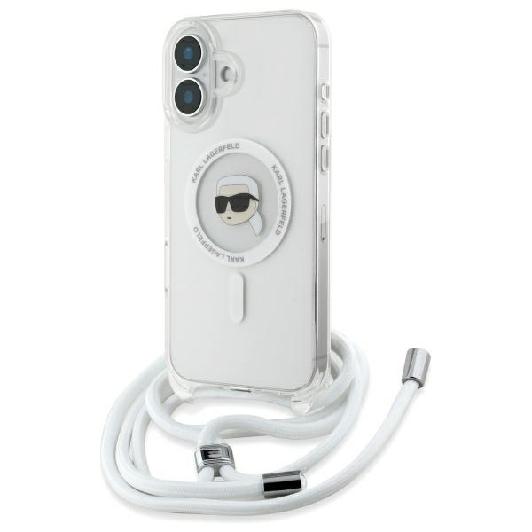 Karl Lagerfeld Klhmp16shckhnt Iphone 16 6,1" Hartschalenetui, Transparent, Crossbody, Iml, Karl Head, Magsafe