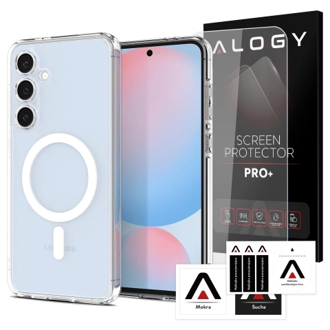 Schutzhülle Für Samsung Galaxy S24 Fe: Alogy Hybridmag™️ Hülle Mit Magsafe-funktion, Transparent + Gehärtetes Glas