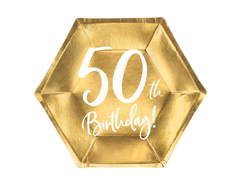 Partydeco Teller Zum 50. Geburtstag, Gold, 20 Cm / 6 Stück