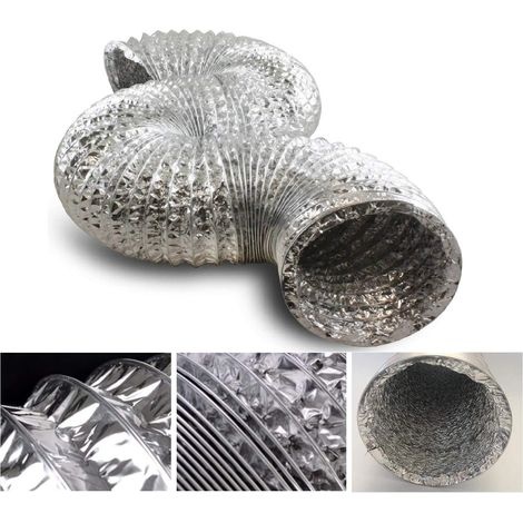 100 Mm Flexibler Doppel-aluminium-ablaufschlauch Für Badezimmer, Küche, Wäschetrockner - 2 M (ø100mm2m/silber)