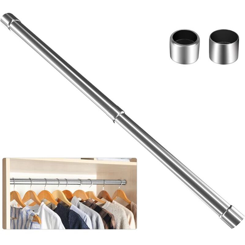 Ausziehbare Kleiderstange Aus Edelstahl Von 31 Bis 51 Cm, Verstellbare Kleiderstange Mit Silberfarbenen Halterungen