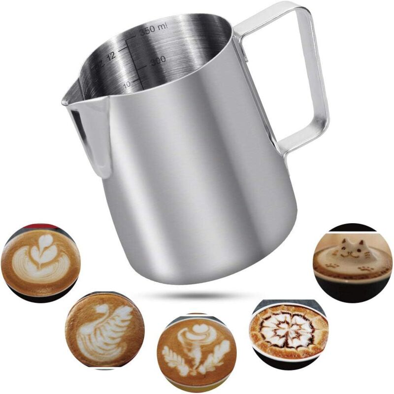350-ml-milchkännchen Aus Edelstahl 304, Messkännchen Zum Aufschäumen Von Milch Und Zubereiten Von Cappuccinos